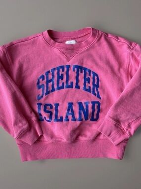 Crewcuts Pink Sweatshirt with Blue 'Shelter Island'